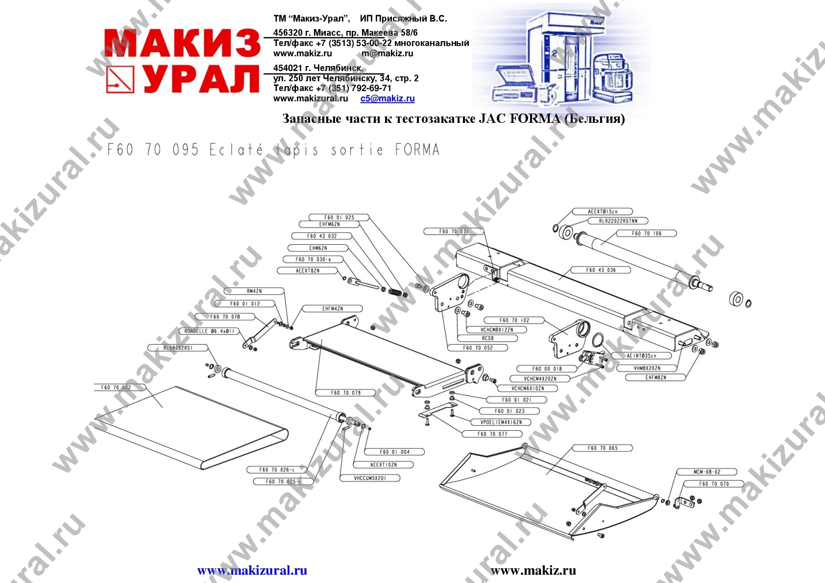 Взрыв-схема и список запчастей для тестозакаточной машины JAC FORMA